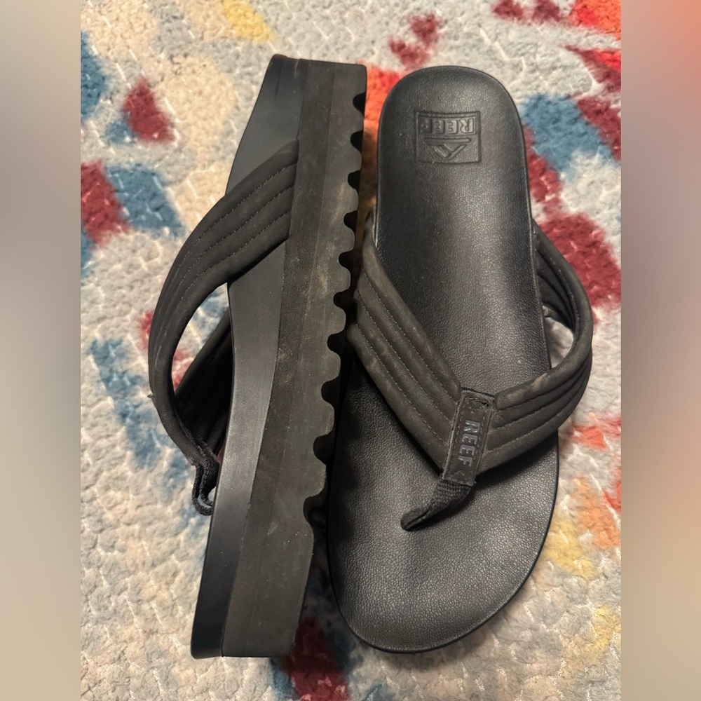 Reef Cushion Shea Hi Black Platform Sandals